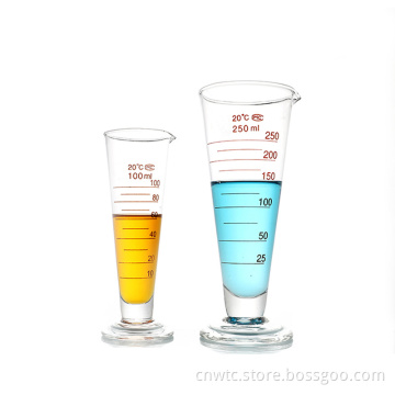 High Borosilicate Glass Triangle Measuring Cylinders: 500ml, 1000ml, and 2000ml with Graduation